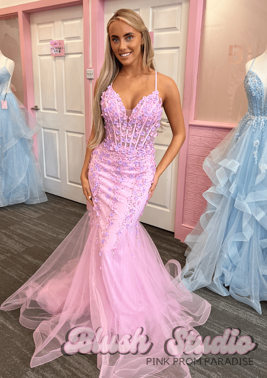 bailee glitter ruffle dress in pink Halter Bodice With Beaded Straps And Glitter Tiered Tulle