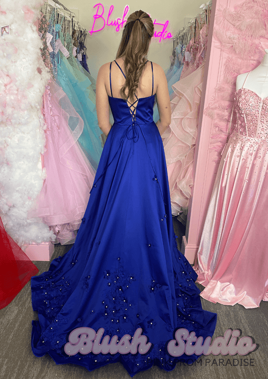 princess prom dresses uk Blue Princess Off-the-shoulder Tulle Ruffle Prom Dresses With Appliques